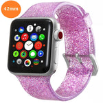 For Apple Watch Series 5 & 4 44mm / 3 & 2 & 1 42mm Glitter Silicone Strap