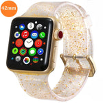 For Apple Watch Series 5 & 4 44mm / 3 & 2 & 1 42mm Glitter Silicone Strap