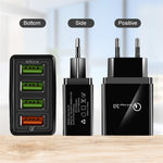 كابل بيانات 2 في 1 بطول 1 متر من USB إلى Micro USB + شاحن سريع عالمي 30 واط QC 3.0 مع 4 منافذ USB لهواتف المحمول والأجهزة اللوحية وأجهزة الكمبيوتر، مجموعة شاحن سفر، قابس الاتحاد الأوروبي، مجموعة Micro USB قابس الاتحاد الأوروبي