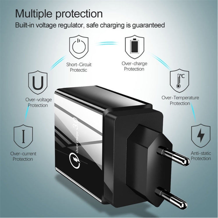 كابل بيانات 2 في 1 بطول 1 متر من USB إلى Micro USB + شاحن سريع عالمي 30 واط QC 3.0 مع 4 منافذ USB لهواتف المحمول والأجهزة اللوحية وأجهزة الكمبيوتر، مجموعة شاحن سفر، قابس الاتحاد الأوروبي، مجموعة Micro USB قابس الاتحاد الأوروبي