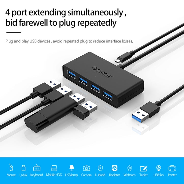 موزع USB3.0 من ORICO موديل G11-H4-U3-100-BK بأربعة منافذ