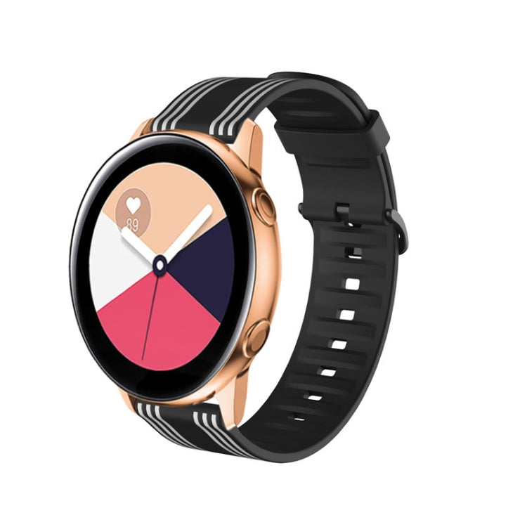 20mm For Huami Amazfit GTS / Samsung Galaxy Watch Active 2 / Huawei Watch GT2 42MM Striped Silicone Strap