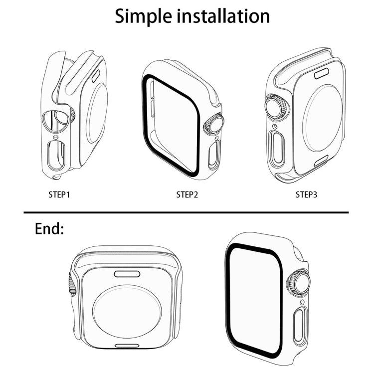For Apple Watch Series 4/5/6 & SE 1/2/3 44mm Glitter Powder PC + Tempered Glass Screen Film Integrated Case