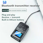 جهاز استقبال ومرسل موسيقى بلوتوث 5.0 T15 2 في 1 مع شاشة، T15