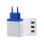 شاحن سفر للهاتف المحمول 2 أمبير مع 3 منافذ USB، قابس الاتحاد الأوروبي