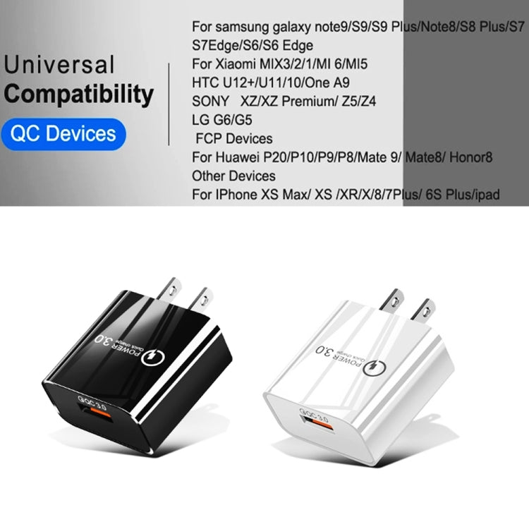 شاحن سريع صغير QC3.0 USB بقدرة 18 واط للهواتف المحمولة والأجهزة اللوحية، قابس الولايات المتحدة، قابس الولايات المتحدة