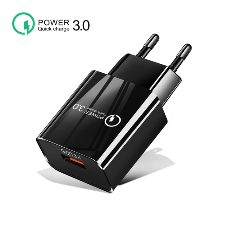 شاحن سريع صغير QC3.0 USB بقدرة 18 واط للهواتف المحمولة والأجهزة اللوحية، قابس الاتحاد الأوروبي، قابس الاتحاد الأوروبي