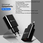 شاحن سريع صغير QC3.0 USB بقدرة 18 واط للهواتف المحمولة والأجهزة اللوحية، قابس الاتحاد الأوروبي، قابس الاتحاد الأوروبي