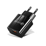 شاحن سريع صغير QC3.0 USB بقدرة 18 واط للهواتف المحمولة والأجهزة اللوحية، قابس الاتحاد الأوروبي، قابس الاتحاد الأوروبي