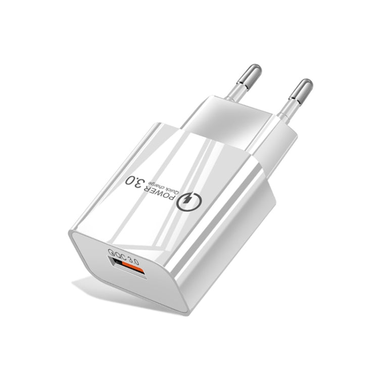 شاحن سريع صغير QC3.0 USB بقدرة 18 واط للهواتف المحمولة والأجهزة اللوحية، قابس الاتحاد الأوروبي، قابس الاتحاد الأوروبي