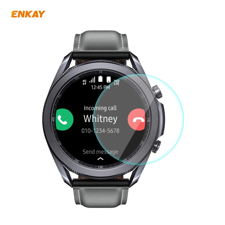 ENKAY Hat-Prince 0,2 mm 9H 2,15D Gebogene Displayschutzfolie aus gehärtetem Glas für Samsung Galaxy Watch 3 (45 mm) und Samsung Galaxy Watch 3 (41 mm)