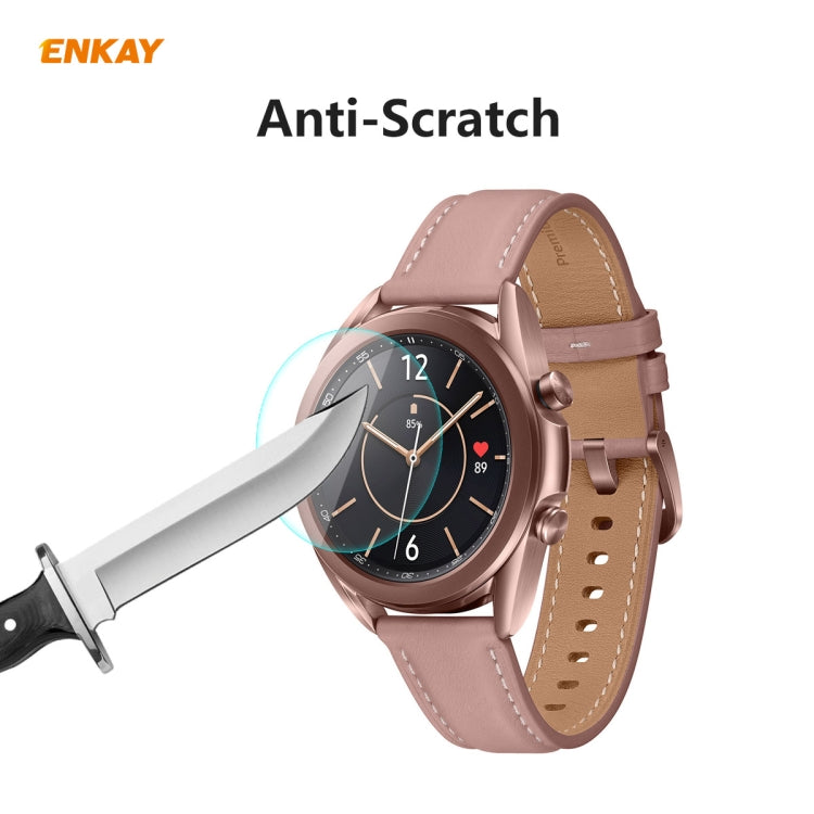 ENKAY Hat-Prince 0,2 mm 9H 2,15D Gebogene Displayschutzfolie aus gehärtetem Glas für Samsung Galaxy Watch 3 (45 mm) und Samsung Galaxy Watch 3 (41 mm)