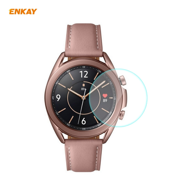 ENKAY Hat-Prince 0,2 mm 9H 2,15D Gebogene Displayschutzfolie aus gehärtetem Glas für Samsung Galaxy Watch 3 (45 mm) und Samsung Galaxy Watch 3 (41 mm)