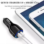 Qc3.0 Dual USB Car Charger + 8 Pin Fast Charging Line Car Charging Kit, 8 Pin (Black), 8 Pin (White)