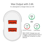 رأس شاحن سفر محمول مزدوج USB لهواتف المحمول والأجهزة اللوحية، قابس الولايات المتحدة، قابس الولايات المتحدة