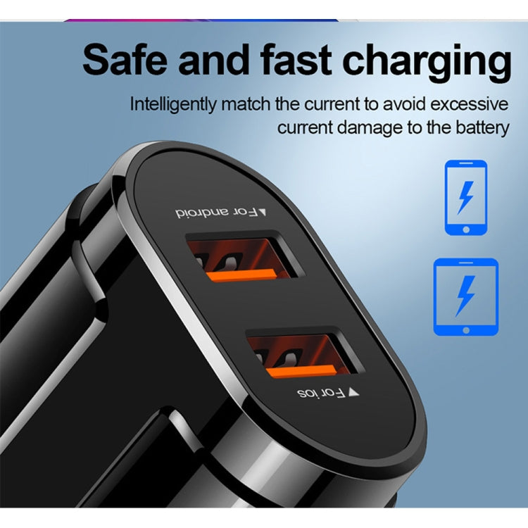 رأس شاحن سفر محمول مزدوج USB لهواتف المحمول والأجهزة اللوحية، قابس الاتحاد الأوروبي، قابس الاتحاد الأوروبي