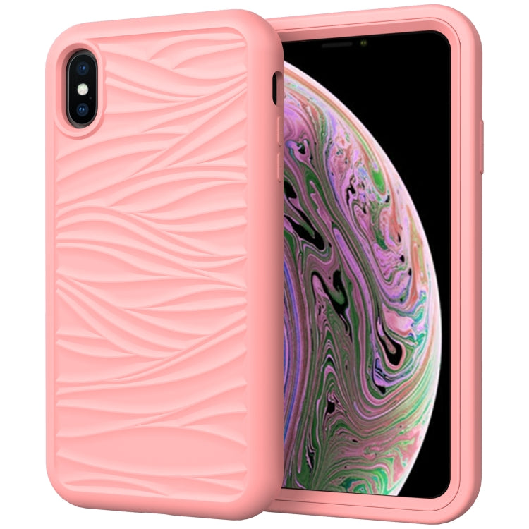 For iPhone XR Wave Pattern 3 in 1 Silicone+PC Shockproof Protective Case