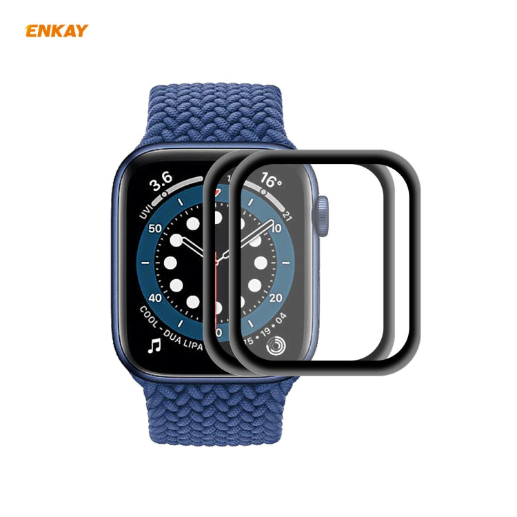 2 PCS ENKAY Hat-Prince 0.2mm 9H Surface Hardness 3D Explosion-proof Aluminum Alloy Edge Full Screen Tempered Glass Screen Film, For Apple Watch 6/5/4/SE 40mm