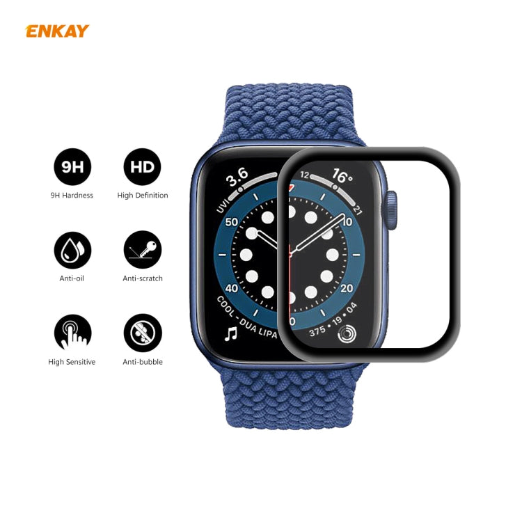 5PCS ENKAY Hat-Prince 0.2mm 9H Surface Hardness 3D Explosion-proof Aluminum Alloy Edge Full Screen Tempered Glass Screen Film, For Apple Watch 6/5/4/SE 40mm, For Apple Watch 6/5/4/SE 44mm