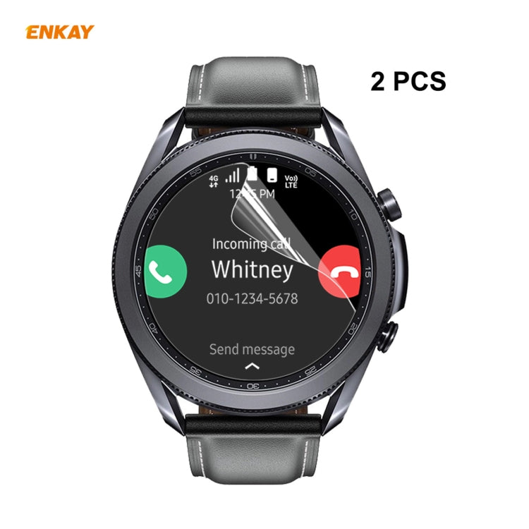 2 PCS ENKAY Hat-Prince Clear HD PET Screen Protector Film, For Samsung Galaxy Watch3 45mm, For Samsung Galaxy Watch3 41mm