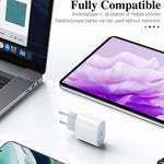 شاحن سفر بواجهة USB-C / Type-C منفردة بقوة 20 واط، قابس الاتحاد الأوروبي، 20 واط فعلي