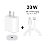 شاحن سفر 2 في 1 بواجهة USB-C / Type-C منفردة بقوة 20 واط + مجموعة كابل بيانات شحن سريع 3A PD3.0 USB-C / Type-C إلى 8 دبابيس، طول الكابل: 1 متر، قابس الولايات المتحدة، 20 واط 1 متر