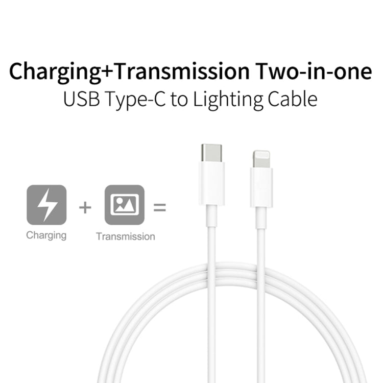 2 in 1 PD 20W Single USB-C / Type-C Port Travel Charger + 3A PD3.0 USB-C / Type-C to 8 Pin Fast Charge Data Cable Set, Cable Length: 1m, EU Plug, 20W 1m