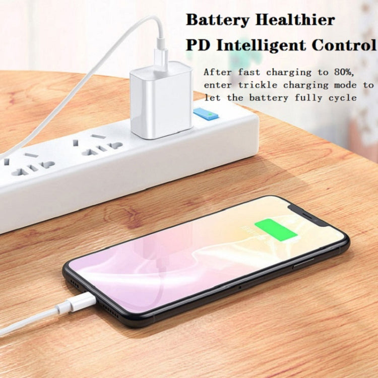 2 in 1 PD 20W Single USB-C / Type-C Port Travel Charger + 3A PD3.0 USB-C / Type-C to 8 Pin Fast Charge Data Cable Set, Cable Length: 1m, EU Plug, 20W 1m