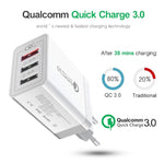 شاحن سريع عالمي SDC-30W بقوة 30 واط مع منفذ USB QC 3.0 + منفذي USB 2.0 بتيار 2.4 أمبير للهواتف المحمولة والأجهزة اللوحية وأجهزة الكمبيوتر، قابس الاتحاد الأوروبي