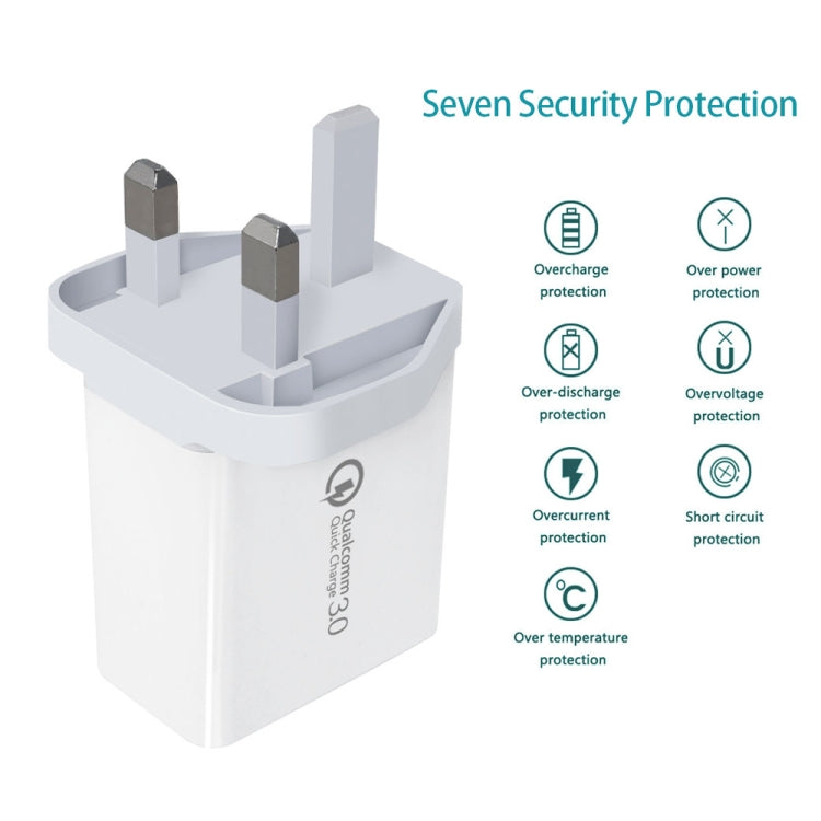 شاحن سريع عالمي SDC-30W بقوة 30 واط مع منفذ USB QC 3.0 + منفذي USB 2.0 بتيار 2.4 أمبير للهواتف المحمولة والأجهزة اللوحية وأجهزة الكمبيوتر، قابس المملكة المتحدة