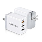 كابل بيانات 2 في 1 USB إلى Micro USB + شاحن سريع عالمي 30 واط QC 3.0 USB + منفذي USB 2.0 بتيار 2.4 أمبير لهواتف المحمول والأجهزة اللوحية وأجهزة الكمبيوتر، مجموعة شاحن سفر، قابس أمريكي، مع كابل Micro USB، قابس أمريكي