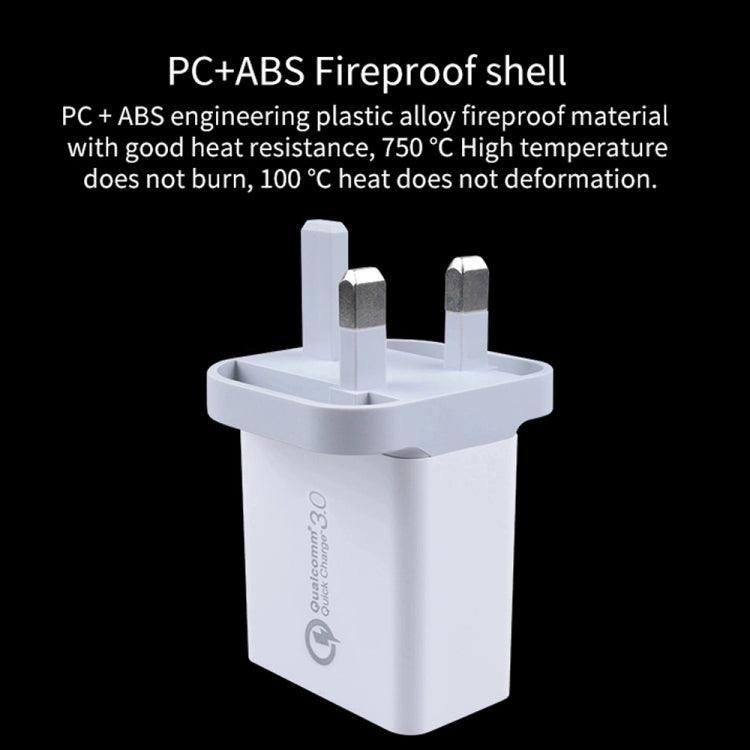 كابل بيانات 2 في 1 USB إلى USB-C / Type-C + شاحن سريع عالمي 30 واط QC 3.0 USB + منفذي USB 2.0 بتيار 2.4 أمبير لهواتف المحمول والأجهزة اللوحية وأجهزة الكمبيوتر، مجموعة شاحن سفر، قابس بريطاني، مع كابل USB-C / Type-C، قابس بريطاني