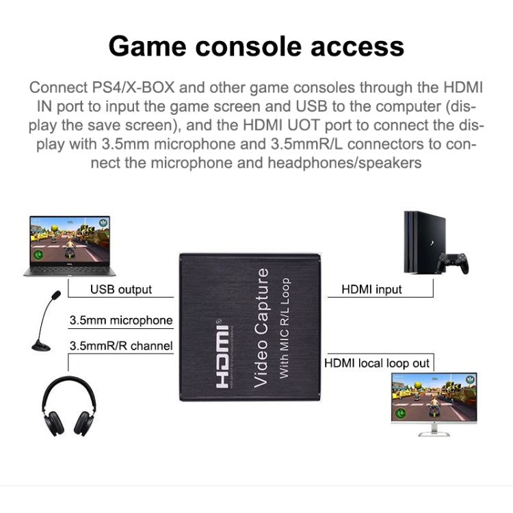 بطاقة التقاط فيديو HDMI بدقة HD 1080P 4K، HDMI إلى USB 2.0 صندوق التقاط الفيديو