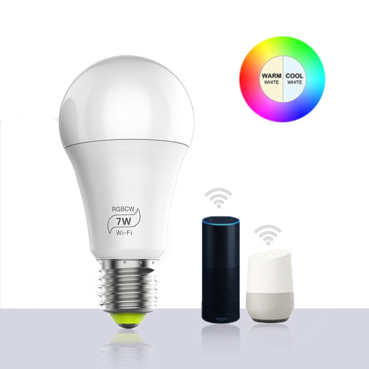 7W  E27 RGBCW WIFI LED smart bulb wireless smart home automation light