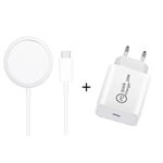 XJ-31 مجموعة شاحن لاسلكي مغناطيسي 2 في 1 بقدرة 15W + شاحن سفر PD 20W USB-C / Type-C لسلسلة iPhone 12، قابس الاتحاد الأوروبي، قابس الولايات المتحدة، قابس المملكة المتحدة
