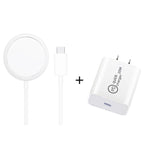 XJ-31 مجموعة شاحن لاسلكي مغناطيسي 2 في 1 بقدرة 15W + شاحن سفر PD 20W USB-C / Type-C لسلسلة iPhone 12، قابس الاتحاد الأوروبي، قابس الولايات المتحدة، قابس المملكة المتحدة