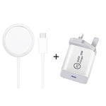 XJ-31 مجموعة شاحن لاسلكي مغناطيسي 2 في 1 بقدرة 15W + شاحن سفر PD 20W USB-C / Type-C لسلسلة iPhone 12، قابس الاتحاد الأوروبي، قابس الولايات المتحدة، قابس المملكة المتحدة