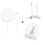 XJ-32 3 في 1 شحن لاسلكي مغناطيسي شفط 15W + شاحن سفر PD 20W USB-C / Type-C + كابل شحن سريع USB-C / Type-C إلى 8 دبوس لسلسلة iPhone، قابس أمريكي، قابس أوروبي، قابس بريطاني