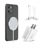 XJ-32 3 في 1 شحن لاسلكي مغناطيسي شفط 15W + شاحن سفر PD 20W USB-C / Type-C + كابل شحن سريع USB-C / Type-C إلى 8 دبوس لسلسلة iPhone، قابس أمريكي، قابس أوروبي، قابس بريطاني