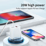 شاحن سفر عالمي مزدوج الشحن السريع SDC-20WA+C 20 واط PD + QC 3.0 USB، قابس المملكة المتحدة