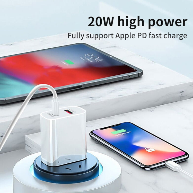 شاحن سفر عالمي مزدوج الشحن السريع SDC-20WA+C 20 واط PD + QC 3.0 USB، قابس المملكة المتحدة