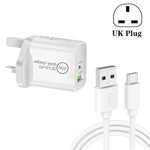 شاحن سفر عالمي مزدوج الشحن السريع SDC-20WA+C 20 واط PD 3.0 + QC 3.0 USB مع كابل بيانات شحن سريع USB إلى Type-C / USB-C، قابس المملكة المتحدة، USB إلى Type-C / USB-C (قابس المملكة المتحدة)