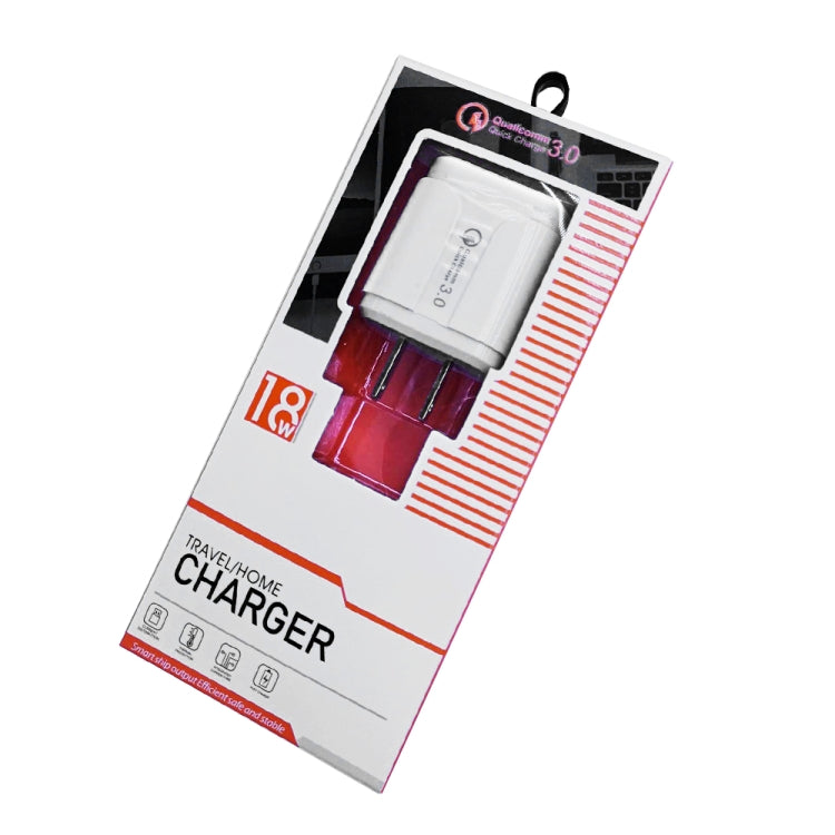 شاحن سفر USB محمول LZ-023 18W QC3.0 + كابل بيانات USB إلى Type-C 3A، قابس أمريكي، كابل بيانات Type-C، قابس أمريكي