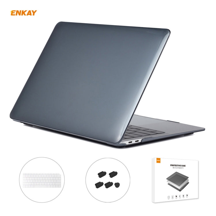 مجموعة ENKAY 3 في 1: غطاء حماية شفاف للابتوب + فيلم لوحة مفاتيح TPU نسخة الولايات المتحدة + مجموعة سدادات مضادة للغبار لماك بوك إير 13.3 بوصة A1932 (2018)، لماك بوك إير 13.3 بوصة A1932 (2018)