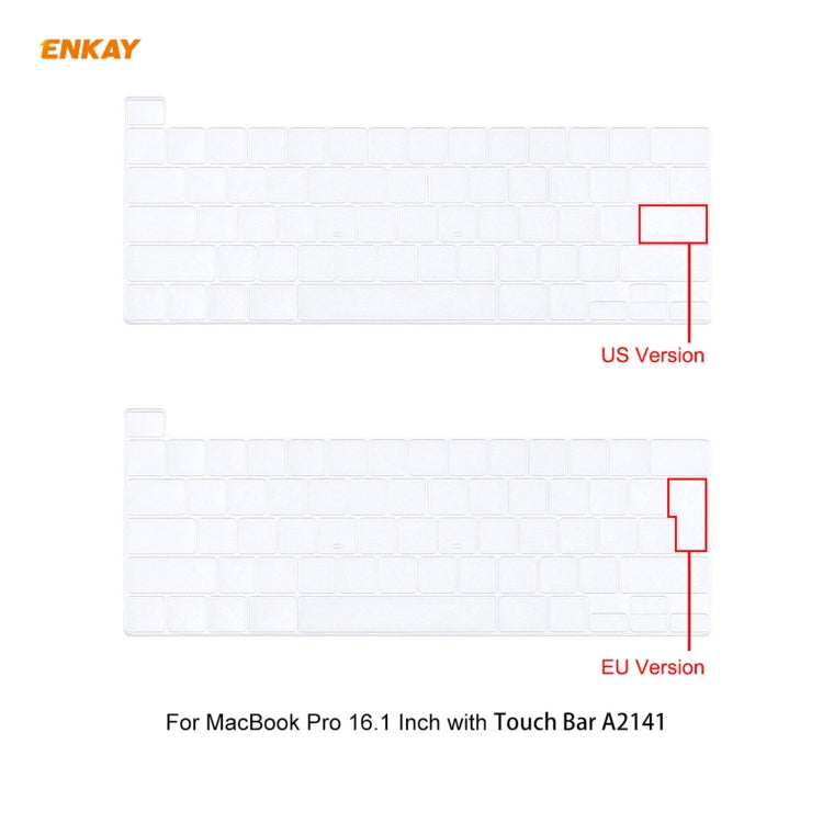 مجموعة ENKAY 3 في 1: غطاء حماية شفاف للابتوب + فيلم لوحة مفاتيح TPU نسخة الاتحاد الأوروبي + مجموعة سدادات مضادة للغبار لماك بوك برو 16 بوصة A2141 (مع شريط اللمس)، لماك بوك برو 16 بوصة A2141 (مع شريط اللمس)
