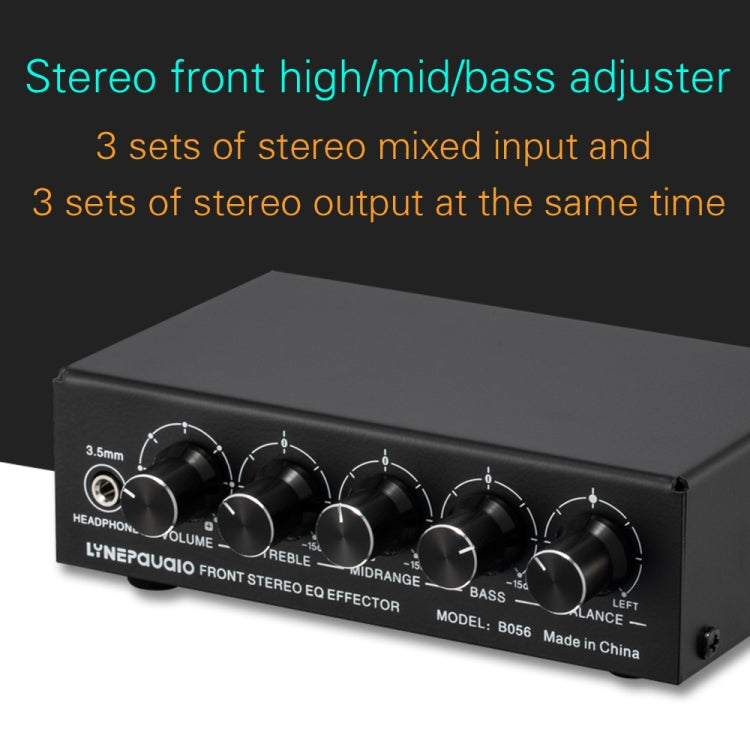 3-Channel Mixer Front Stereo Amplifier High / Mid / Bass Adjuster, USB 5V Power Supply, US Plug, B056