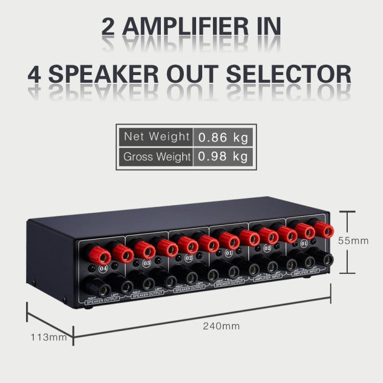 B032 2-in 4-out Power Amplifier Sound Switcher Speaker  Lossless Sound Quality 300W Per Channel Switch Distributor Comparator with Headset Monitoring Function / Audio Input, B032