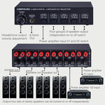 B032 2-in 4-out Power Amplifier Sound Switcher Speaker  Lossless Sound Quality 300W Per Channel Switch Distributor Comparator with Headset Monitoring Function / Audio Input, B032