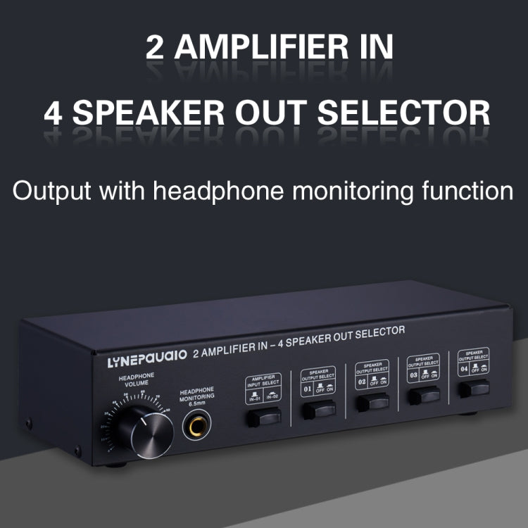 B032 2-in 4-out Power Amplifier Sound Switcher Speaker  Lossless Sound Quality 300W Per Channel Switch Distributor Comparator with Headset Monitoring Function / Audio Input, B032