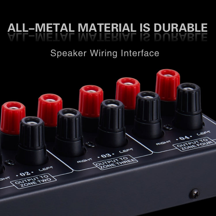 1 In And 4 Out Amplifier Sound Speaker Distributor, 4-Area Sound Source, Signal Distribution Panel, Single Audio Input, 300W Per Channel, B030